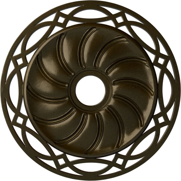 Ekena Millwork Loera Ceiling Medallion (Fits Canopies up to 6 1/4"), 26 5/8"OD x 4 1/2"ID x 1 3/8"P, Green Gold CM26LOGGS - main